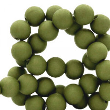 Acrylic beads 6mm round Matt Olive green